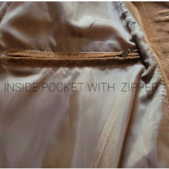 Mens Vtg Brown 100% Leather Button-Up Jacket With Lining & Inside Pocket - Picture 8 of 11